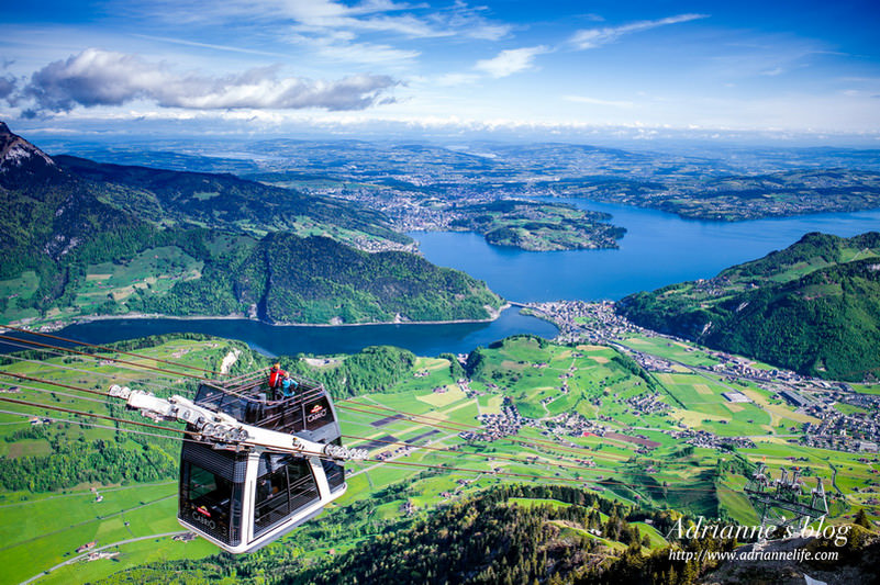 【環遊歐洲68天】Day29 瑞士琉森。搭乘世界第一台空中敞篷纜車CabriO，在石丹峰頂一覽壯麗美景！